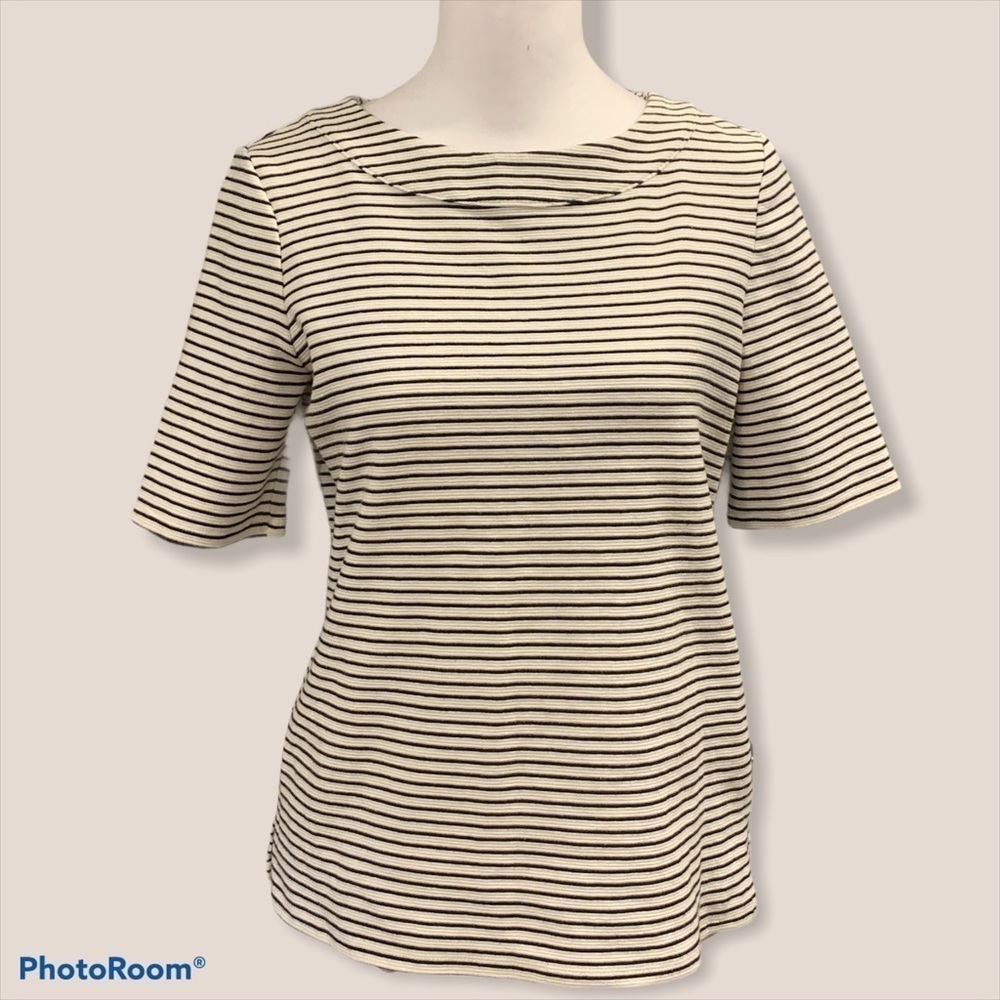 Final Sale Talbots Petites Striped Boat Neck Top Small Petite Exposed Back Zip